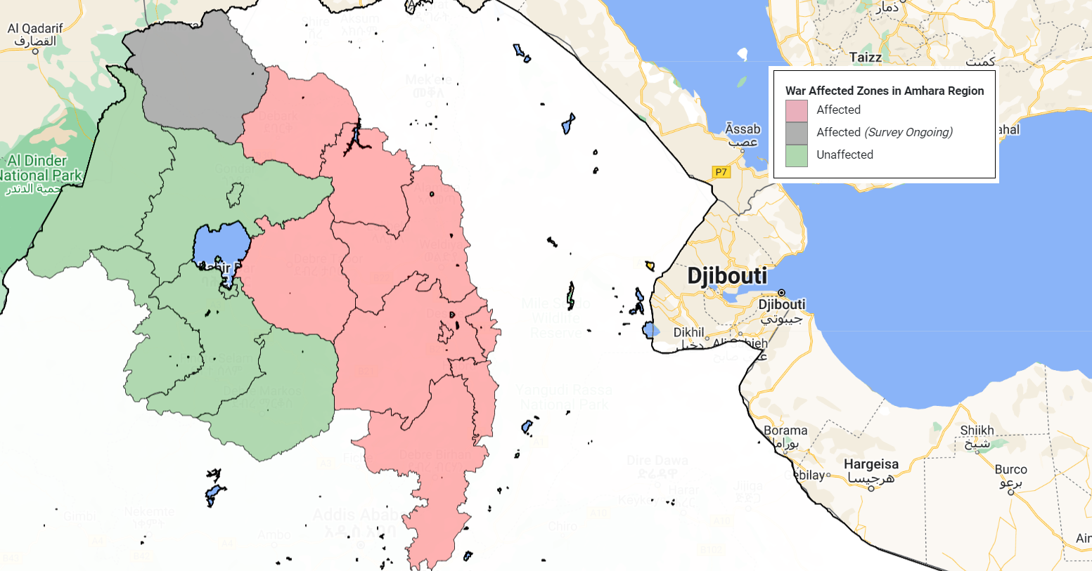 Zones affected by the War